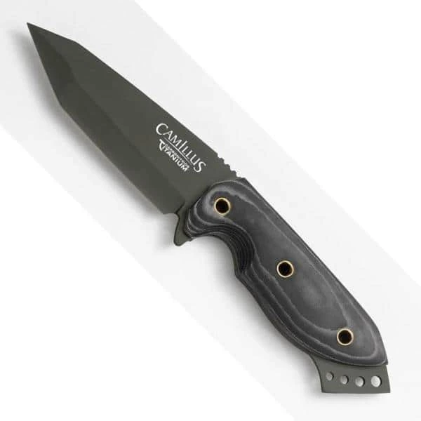 3.75 in. Carbonitride Titanium Tanto Straight Edge Fixed Blade Knife with Sheath Included, Micarta Handle by Camillus 2 3.75 in. Carbonitride Titanium Tanto Straight Edge Fixed Blade Knife with Sheath Included, Micarta Handle by Camillus - Image 2