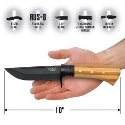 4.5 in. Carbonitride Titanium Straight Point Fixed Blade Knife with Sheath Included, Bamboo Handle by Camillus -Camillus Sales Shop camillus fixed blade knives 18538 1f 1000