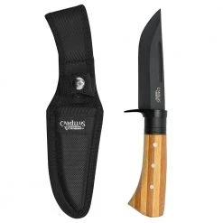 4.5 in. Carbonitride Titanium Straight Point Fixed Blade Knife with Sheath Included, Bamboo Handle by Camillus