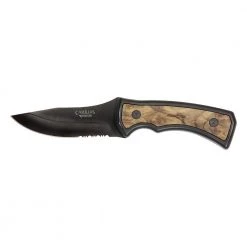 Mountaineer 4 in. Carbonitride Titanium Drop Point Partially Serrated Fixed Blade Knife, Ergonomic Wood Accent Handle by Camillus -Camillus Sales Shop camillus fixed blade knives 19084 4f 1000