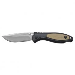 TigerSharp 3.35 in. Titanium Bonded Drop Point Fixed Blade Knife with 1 Smooth, 1 Serrated Blades, Non-Slip Handle by Camillus