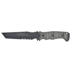 Dagr 4.87 in. Carbon Steel Tanto Partially Serrated Fixed Blade Knife with Molded Sheath and 360 Belted Clip, G10 Handle by Camillus
