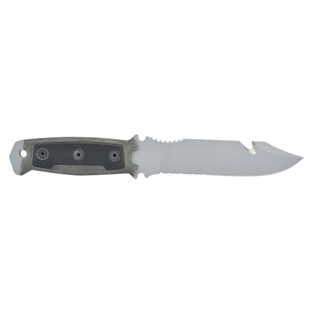 SKOL 5 in. Carbon Steel Clip Point/Gut Hook Partially Serrated Fixed Blade Knife with Sheath, Micarta/G10 Handle by Camillus 2 SKOL 5 in. Carbon Steel Clip Point/Gut Hook Partially Serrated Fixed Blade Knife with Sheath, Micarta/G10 Handle by Camillus - Image 2