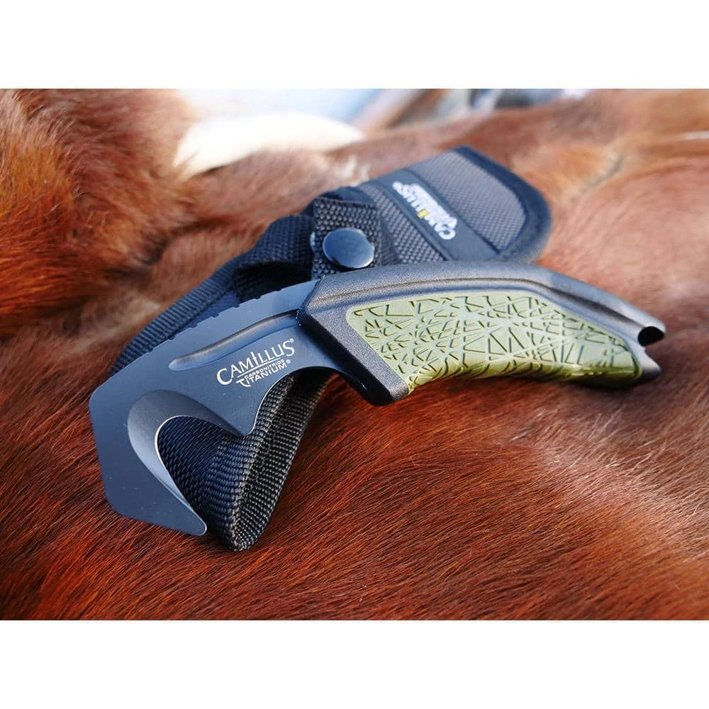 GH-6 2.25 in. Carbonitride Titanium Gut Hook Straight Edge Full Tang Fixed Blade Knife with Sheath, Ergonomic Handle by Camillus 4 GH-6 2.25 in. Carbonitride Titanium Gut Hook Straight Edge Full Tang Fixed Blade Knife with Sheath, Ergonomic Handle by Camillus - Image 4