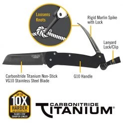 2.75 in. Carbonitride Titanium Sheepsfoot Straight Edge Folding Knife with Marlin Spike and Lock, G10 Handle by Camillus -Camillus Sales Shop camillus folding knives 18670 1f 1000