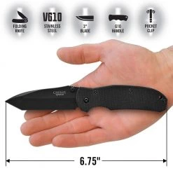 Tanto 2 2.85 in. Carbonitride Titanium Tanto Straight Edge Folding Knife with Assisted Opening, G10 handle by Camillus -Camillus Sales Shop camillus folding knives 18673 1f 1000