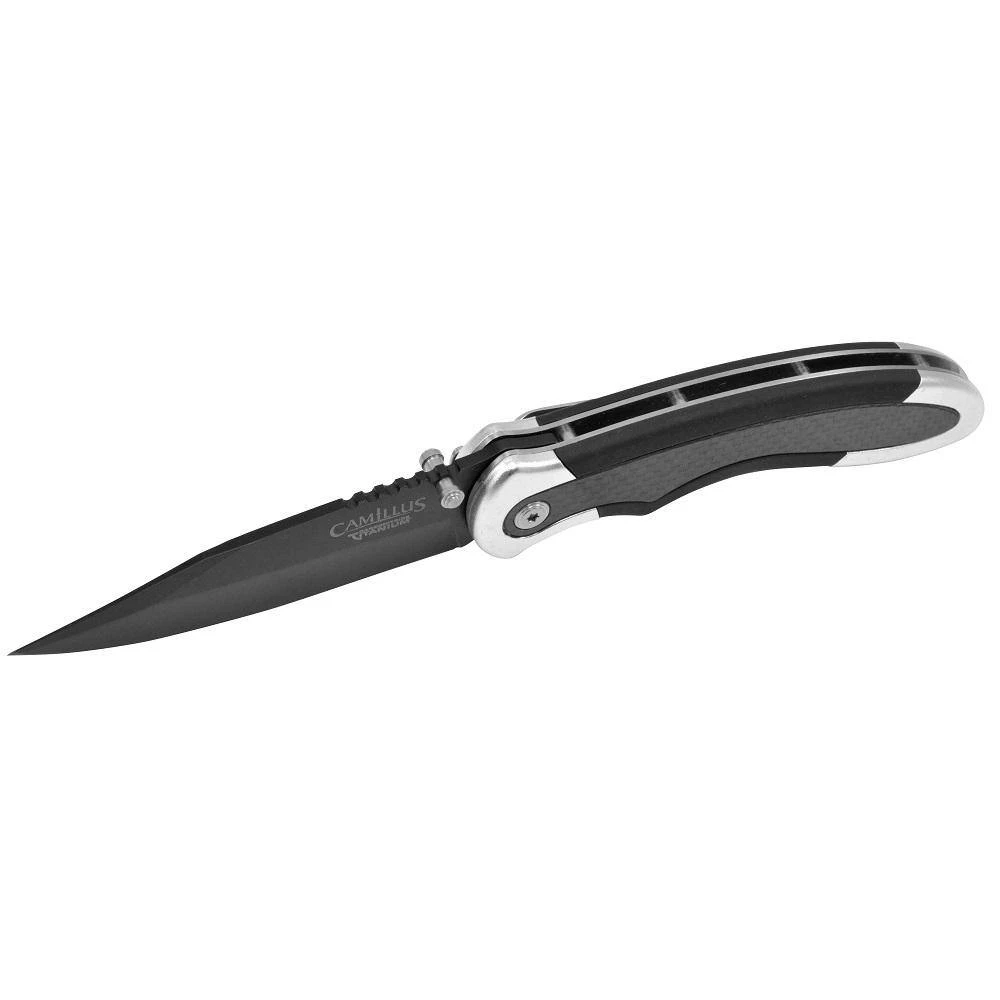 Chameleon 3.5 in. Carbonitride Titanium Drop Point Straight Edge Folding Knife, Lightweight Carbon Fiber Accent Handle by Camillus 3 Chameleon 3.5 in. Carbonitride Titanium Drop Point Straight Edge Folding Knife, Lightweight Carbon Fiber Accent Handle by Camillus - Image 3