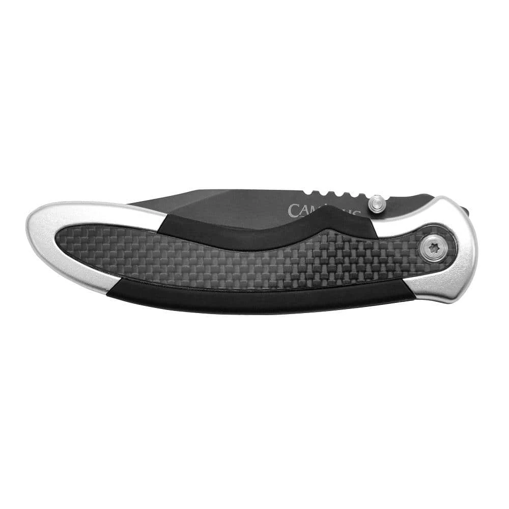 Chameleon 3.5 in. Carbonitride Titanium Drop Point Straight Edge Folding Knife, Lightweight Carbon Fiber Accent Handle by Camillus 2 Chameleon 3.5 in. Carbonitride Titanium Drop Point Straight Edge Folding Knife, Lightweight Carbon Fiber Accent Handle by Camillus - Image 2