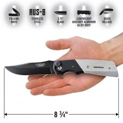 Cuda Bolt 3.75 in. Carbonitride Titanium Drop Point Straight Edge Folding Knife with Lightweight Black/Silver G10 Handle by Camillus -Camillus Sales Shop camillus folding knives 19080 fa 1000