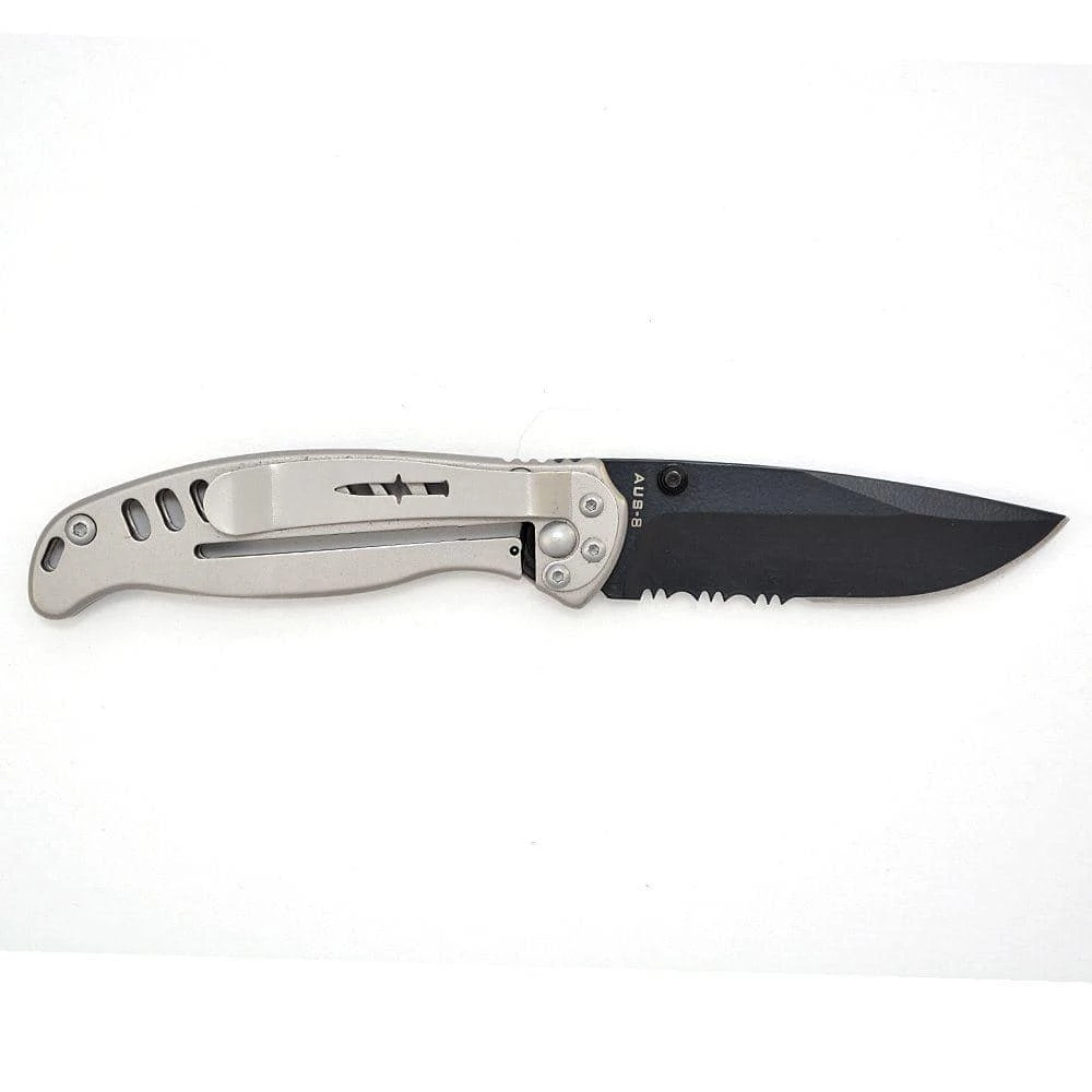 EDC3 3 in. Carbonitride Titanium Drop Point Partially Serrated Folding Knife with Stainless Steel Handle, Dual Thumbstud by Camillus 2 EDC3 3 in. Carbonitride Titanium Drop Point Partially Serrated Folding Knife with Stainless Steel Handle, Dual Thumbstud by Camillus - Image 2
