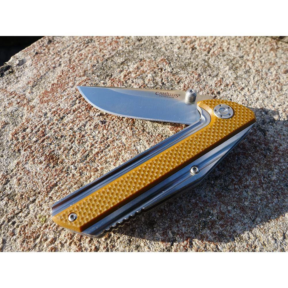 Sevens 3 in. Titanium Bonded Drop Point Straight Edge Folding Knife, Stainless Steel/G10 Handle in Coyote Brown by Camillus 4 Sevens 3 in. Titanium Bonded Drop Point Straight Edge Folding Knife, Stainless Steel/G10 Handle in Coyote Brown by Camillus - Image 4