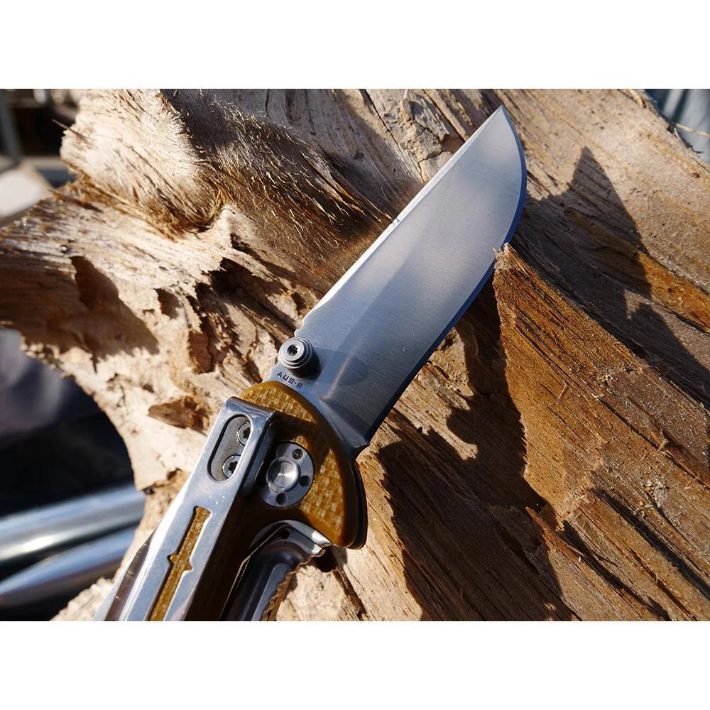 Sevens 3 in. Titanium Bonded Drop Point Straight Edge Folding Knife, Stainless Steel/G10 Handle in Coyote Brown by Camillus 5 Sevens 3 in. Titanium Bonded Drop Point Straight Edge Folding Knife, Stainless Steel/G10 Handle in Coyote Brown by Camillus - Image 5