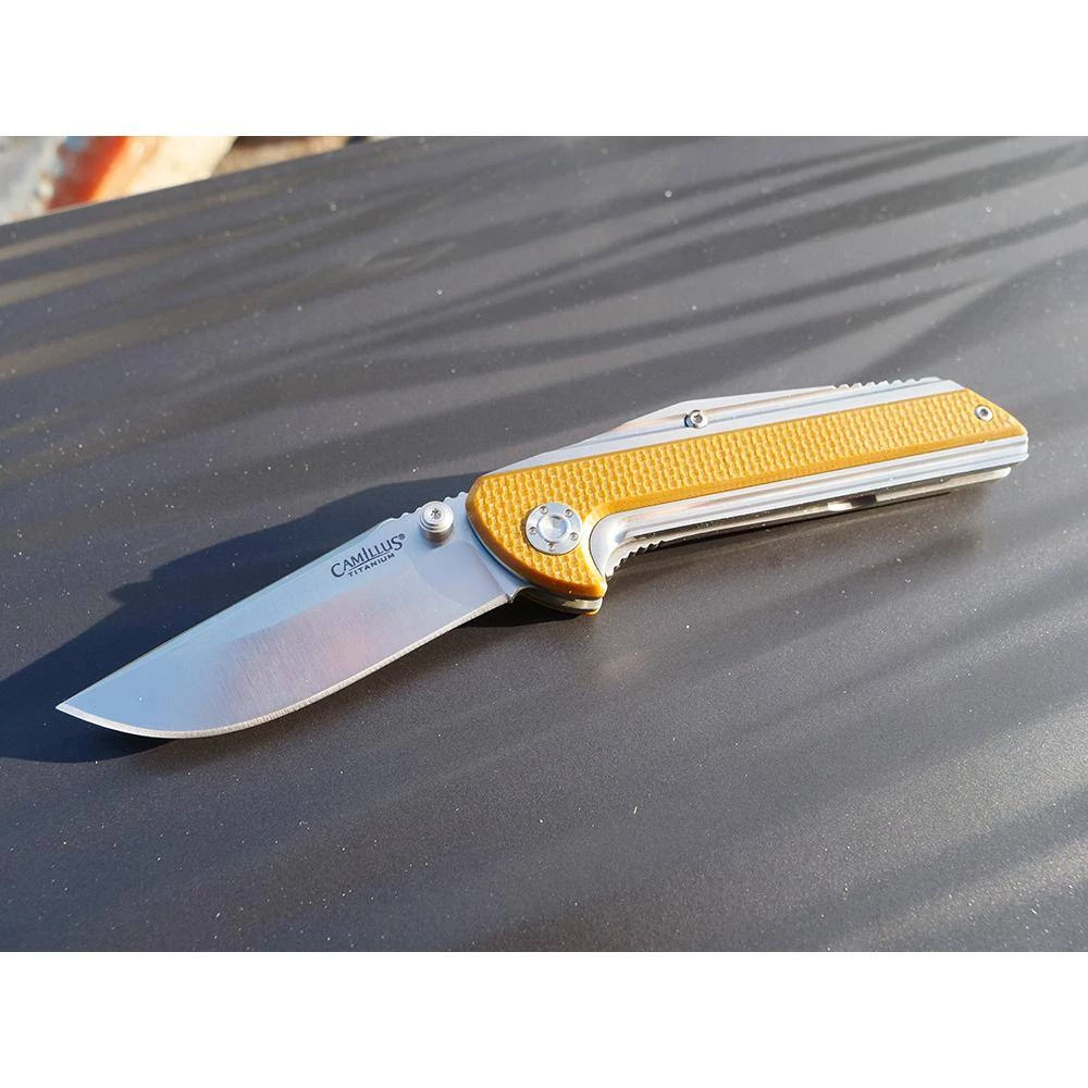 Sevens 3 in. Titanium Bonded Drop Point Straight Edge Folding Knife, Stainless Steel/G10 Handle in Coyote Brown by Camillus 3 Sevens 3 in. Titanium Bonded Drop Point Straight Edge Folding Knife, Stainless Steel/G10 Handle in Coyote Brown by Camillus - Image 3