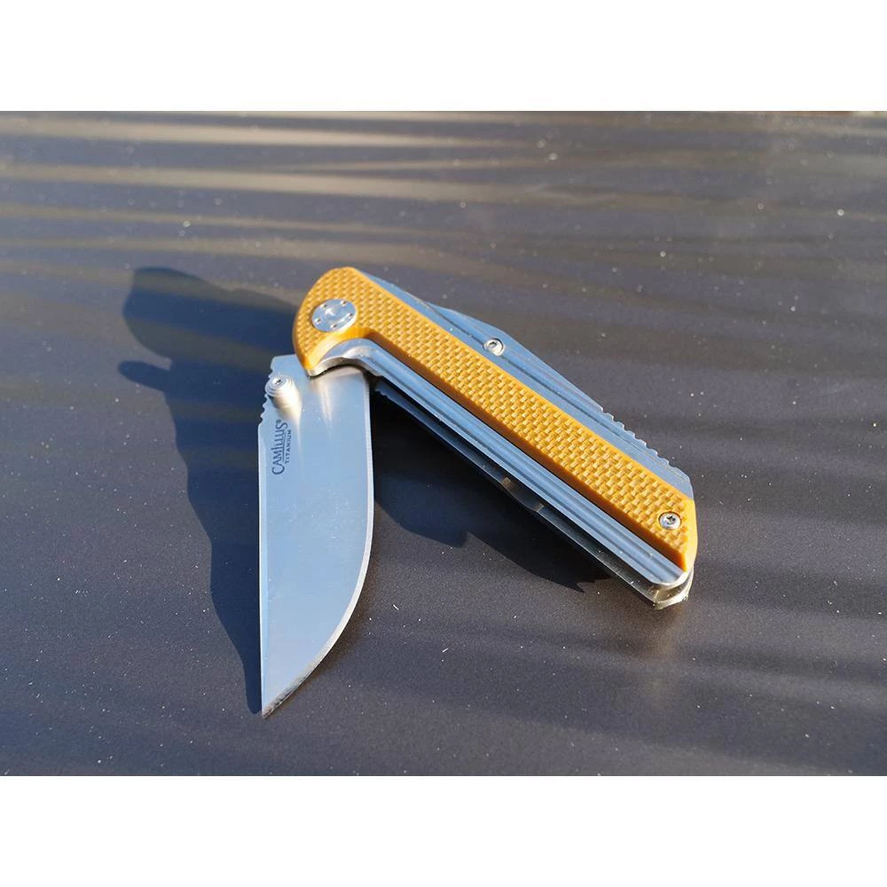 Sevens 3 in. Titanium Bonded Drop Point Straight Edge Folding Knife, Stainless Steel/G10 Handle in Coyote Brown by Camillus 7 Sevens 3 in. Titanium Bonded Drop Point Straight Edge Folding Knife, Stainless Steel/G10 Handle in Coyote Brown by Camillus - Image 7
