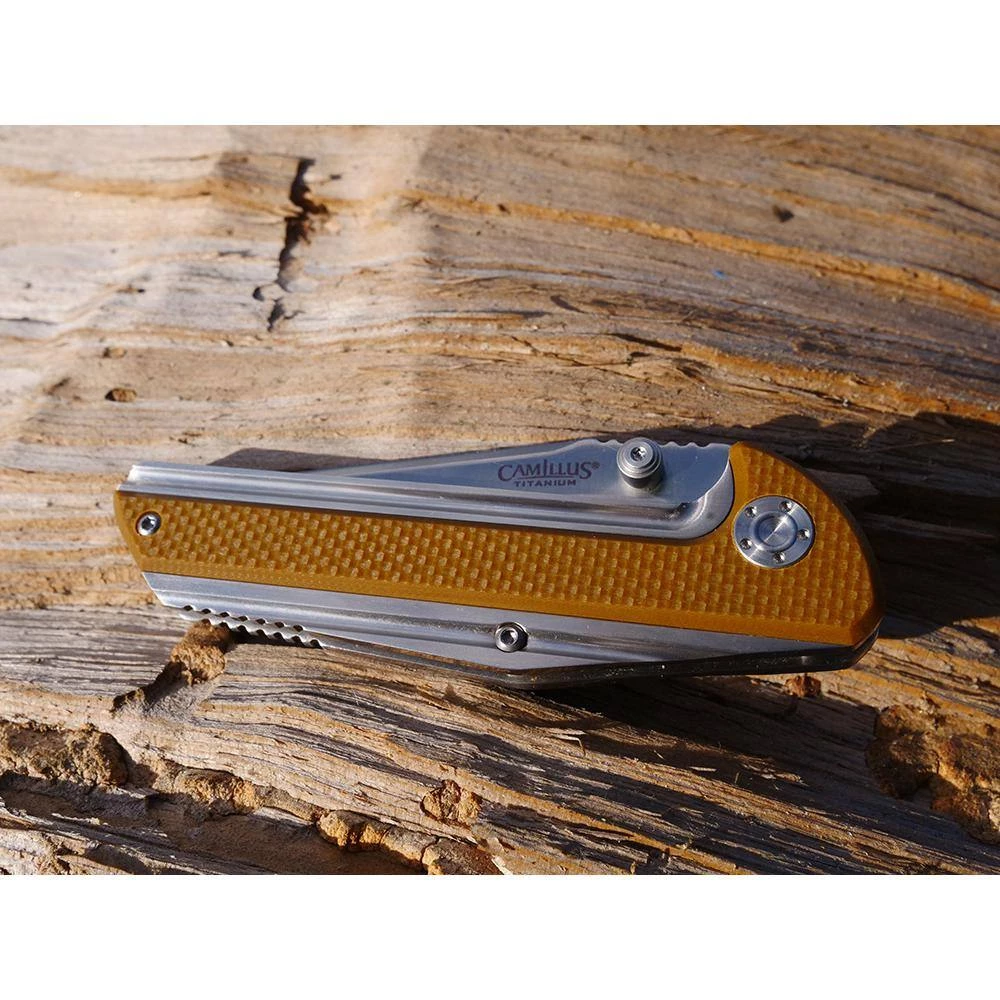 Sevens 3 in. Titanium Bonded Drop Point Straight Edge Folding Knife, Stainless Steel/G10 Handle in Coyote Brown by Camillus 6 Sevens 3 in. Titanium Bonded Drop Point Straight Edge Folding Knife, Stainless Steel/G10 Handle in Coyote Brown by Camillus - Image 6