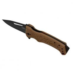 NS-8 3.25 in. Carbonitride Titanium Drop Point Smooth Folding Knife with Quick Launch System, Steel Pommel, Brown Handle by Camillus -Camillus Sales Shop camillus folding knives 19241 1f 1000