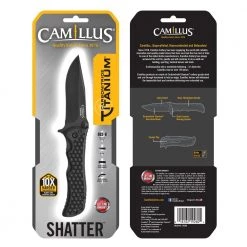 Shatter 3.5 in. Carbonitride Titanium Drop Point Smooth Folding Knife with Quick Launch System, Reversible Pocket Clip by Camillus -Camillus Sales Shop camillus folding knives 19280 76 1000