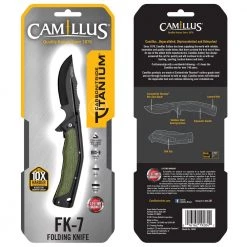 FK-7 2.75 in. Carbonitride Titanium Drop Point Smooth Edge Folding Knife with Ergonomic Handle, Multiple Jimping Points by Camillus -Camillus Sales Shop camillus folding knives 19284 76 1000
