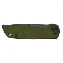 Cuda Mini 3 in. Carbonitride Titanium Drop Point Smooth Folding Knife with CUDA Quick Open System, Drab Green G10 Handle by Camillus -Camillus Sales Shop camillus folding knives 19633 4f 1000