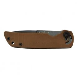 Cuda Mini 3 in. Carbonitride Titanium Drop Point Smooth Folding Knife, CUDA Quick Open System, Coyote Brown G10 Handle by Camillus -Camillus Sales Shop camillus folding knives 19635 1f 1000