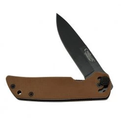 Cuda Mini 3 in. Carbonitride Titanium Drop Point Smooth Folding Knife, CUDA Quick Open System, Coyote Brown G10 Handle by Camillus