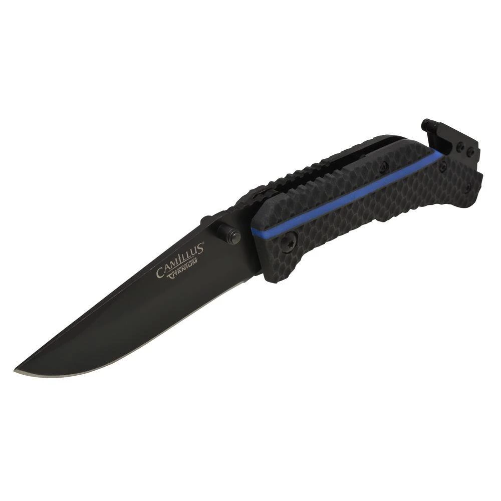 THIN BLUE LINE 7.75 in. Assisted Open Folding Knife in Blue by Camillus 5 THIN BLUE LINE 7.75 in. Assisted Open Folding Knife in Blue by Camillus - Image 5