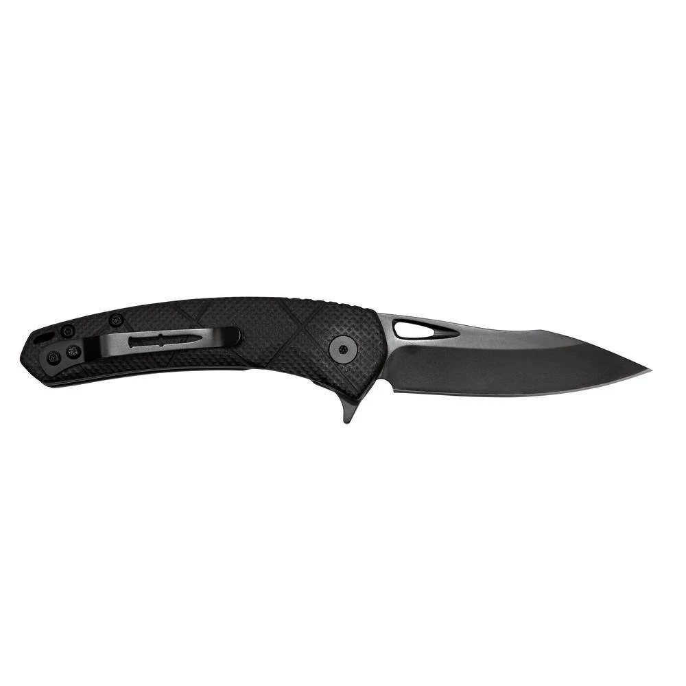 Blaze 2.75 in. Carbonitride Titanium Drop Point Smooth Edge Folding Knife, Quick Launch Bearing System, Black G10 Handle by Camillus 2 Blaze 2.75 in. Carbonitride Titanium Drop Point Smooth Edge Folding Knife, Quick Launch Bearing System, Black G10 Handle by Camillus - Image 2
