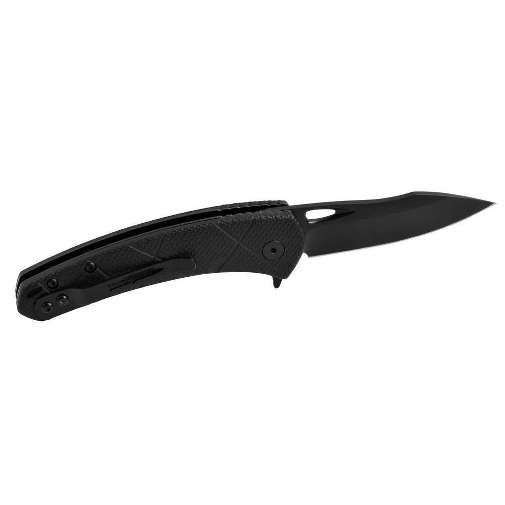 Blaze 2.75 in. Carbonitride Titanium Drop Point Smooth Edge Folding Knife, Quick Launch Bearing System, Black G10 Handle by Camillus 6 Blaze 2.75 in. Carbonitride Titanium Drop Point Smooth Edge Folding Knife, Quick Launch Bearing System, Black G10 Handle by Camillus - Image 6