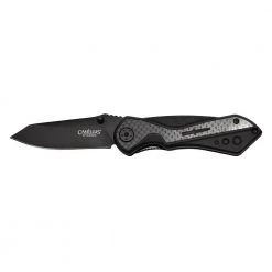 Machine 2.75 in. Carbonitride Titanium Drop Point Straight Edge Folding Knife, Quick Launch Bearing System, Black Handle by Camillus
