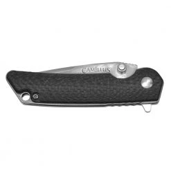 TRC 2.75 in. Titanium Bonded Drop Point Smooth Edge Folding Knife, Quick Launch Bearing System, Black Carbon FiberHandle by Camillus -Camillus Sales Shop camillus folding knives 19814 4f 1000