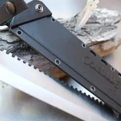 Carnivore Inject 18 in. Full-Tang Titanium Stainless Steel Machete with Molded Sheath and Bonus Trimming Knife by Camillus -Camillus Sales Shop camillus machetes 19818 fa 1000