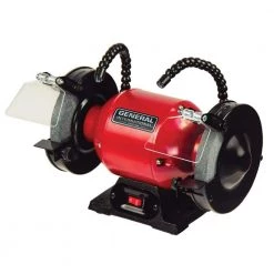 2 Amp 6 in. Bench Grinder with Twin LED Work Lights by General International