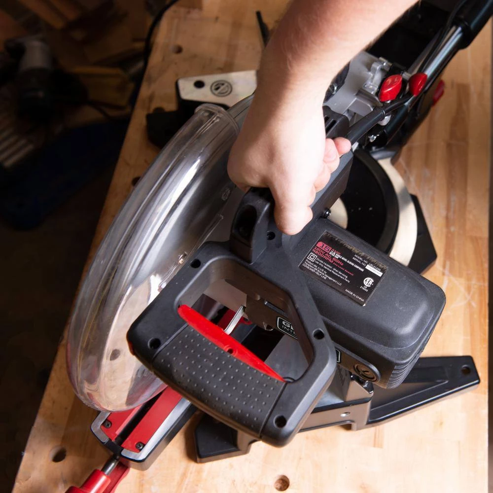 12 in. 15 Amp Sliding Compound Single Bevel Miter Saw with Blade and Laser Alignment System by General International 9 12 in. 15 Amp Sliding Compound Single Bevel Miter Saw with Blade and Laser Alignment System by General International - Image 9