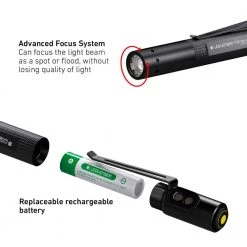 P2R Work Rechargeable Pen Light, 110 Lumens, Advanced Focus System, Magnetic Charging by LEDLENSER -Camillus Sales Shop ledlenser handheld flashlights p2r work 44 1000