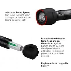 P5R Work Rechargeable Flashlight, 480 Lumens, Advanced Focus System, Rubber Covers, Protective Lens, Waterproof by LEDLENSER -Camillus Sales Shop ledlenser handheld flashlights p5r work 1f 1000