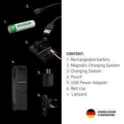 P5R Work Rechargeable Flashlight, 480 Lumens, Advanced Focus System, Rubber Covers, Protective Lens, Waterproof by LEDLENSER -Camillus Sales Shop ledlenser handheld flashlights p5r work 44 1000