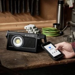 IF4R Music Industrial 2,500-Lumen Rechargeable Area Light with Bluetooth Speaker and Magnetic Base Designed in Germany by LEDLENSER -Camillus Sales Shop ledlenser handheld spotlights if4r music 31 1000