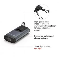 K6R 400 Lumen LED Rechargeable Key Chain Light with Red Light Feature by LEDLENSER -Camillus Sales Shop ledlenser keychain flashlights k6r 1f 1000