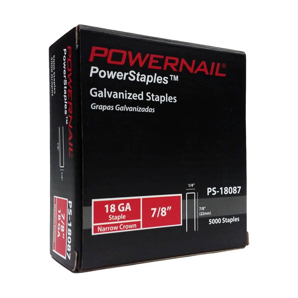 7/8 in. x 1/4 in. Crown x 18-Gauge Glue Collated Narrow Crown Staple for Woodwork and Flooring (5000 per Box) by POWERNAIL 2 7/8 in. x 1/4 in. Crown x 18-Gauge Glue Collated Narrow Crown Staple for Woodwork and Flooring (5000 per Box) by POWERNAIL - Image 2