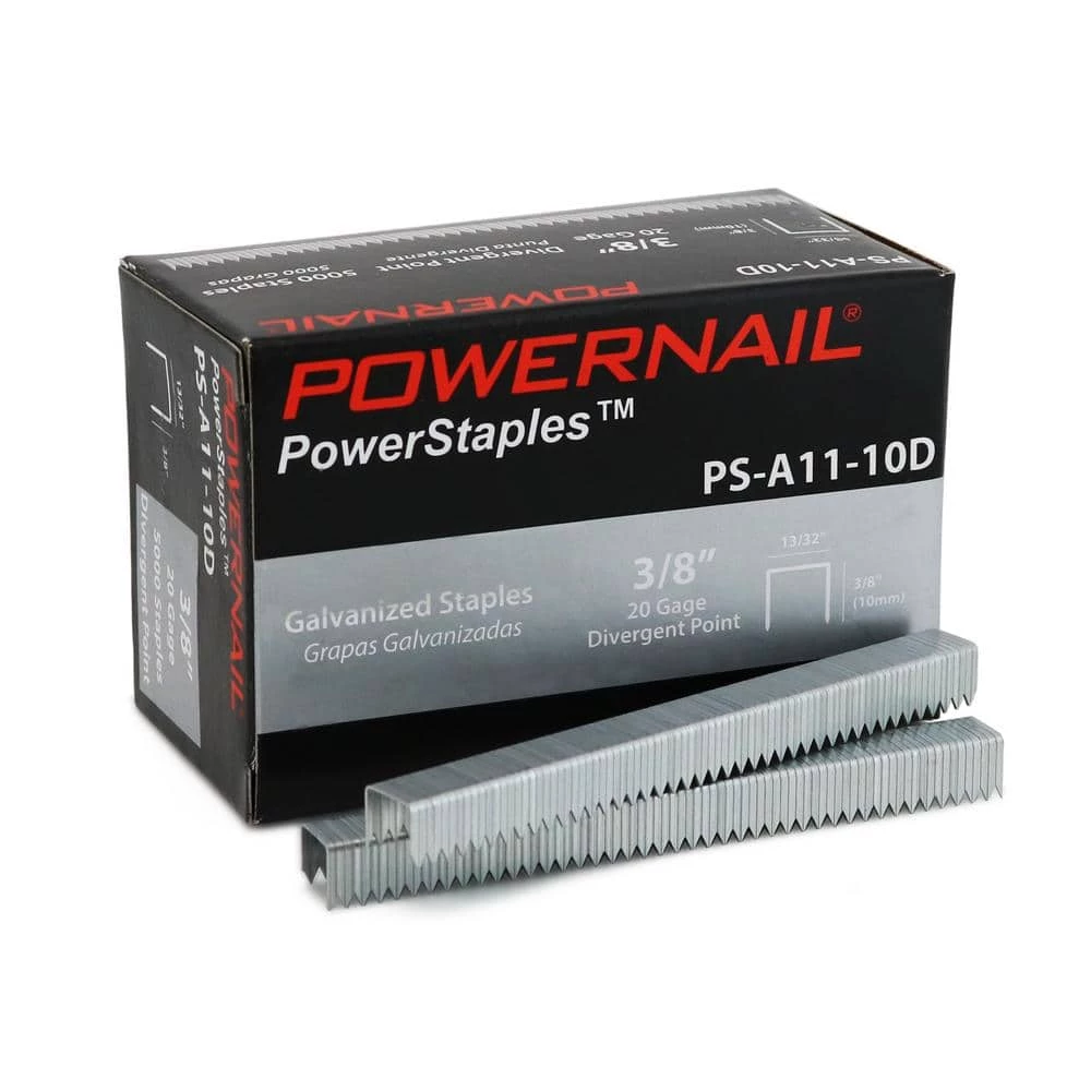 A11 Series 3/8 in. x 13/32 in. Crown x 20-Gauge Glue Collated Diversion Point Staples for Gen. Fastening (5000 per Box) by POWERNAIL 2 A11 Series 3/8 in. x 13/32 in. Crown x 20-Gauge Glue Collated Diversion Point Staples for Gen. Fastening (5000 per Box) by POWERNAIL - Image 2