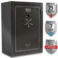 Haven 48-Gun Fire and Waterproof Electronic Lock Gun Safe, Metal Gray Gloss Metallic Finish by Sports Afield