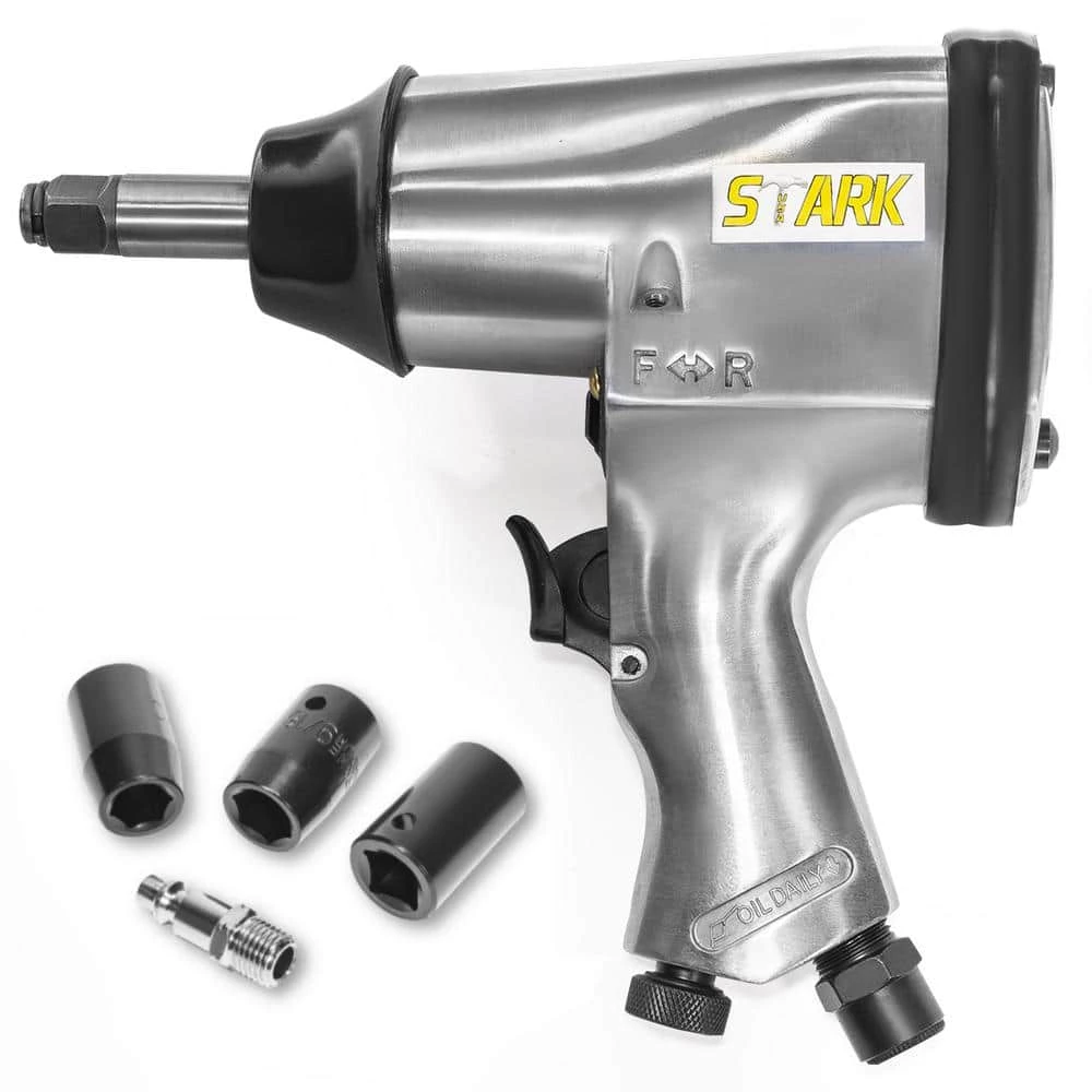 1/2 in. Drive Air Impact Wrench Gun Extended Anvil with (3) Socket Set by Stark 1 1/2 in. Drive Air Impact Wrench Gun Extended Anvil with (3) Socket Set by Stark