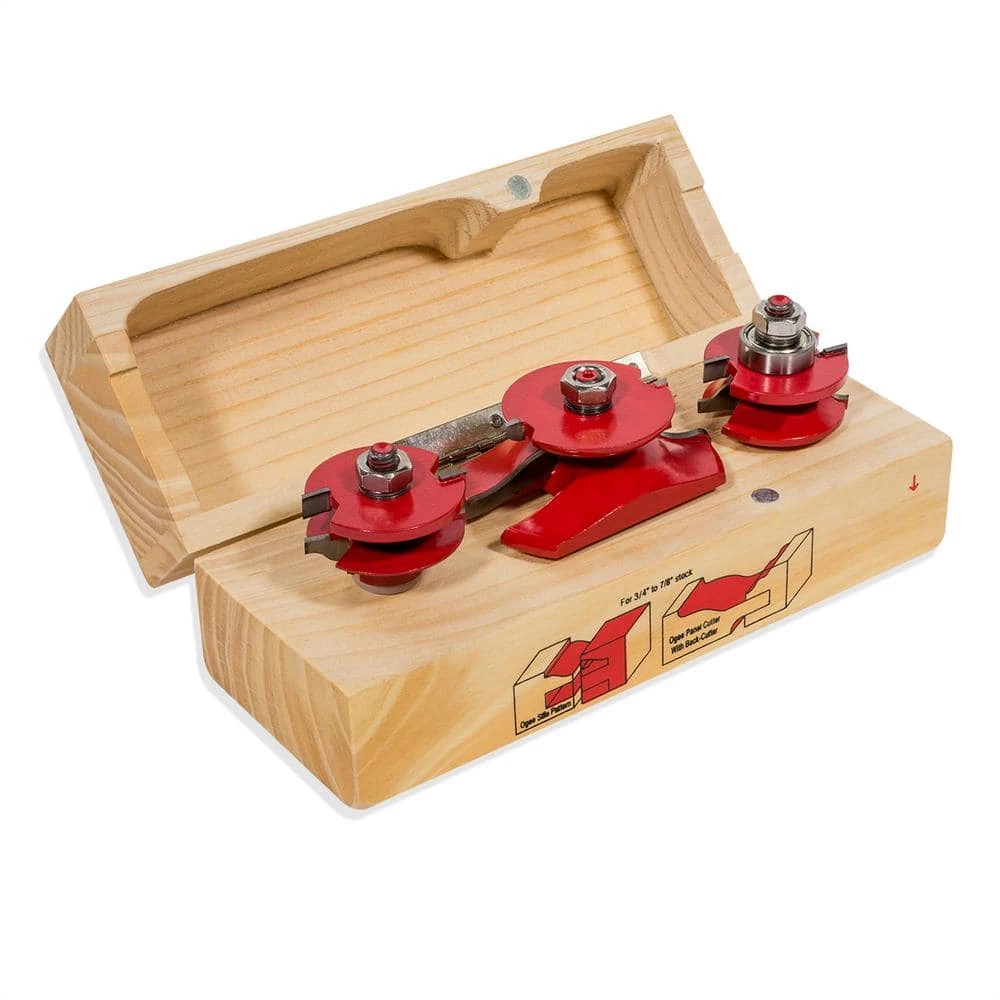 Carbide Ogee Stile and Rail Router Bit Set (3-Piece) by Stark 1 Carbide Ogee Stile and Rail Router Bit Set (3-Piece) by Stark