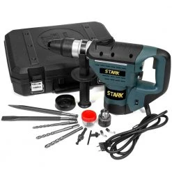 Camillus Sales Shop 7 8.3 Amp Corded 1/2 in. Electric SDS-Plus Rotary Hammer Drill Kit with Chisel Bit Set by Stark