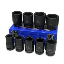 1 in. Drive Deep Impact Socket Set Cr-Mo 6-Point (1 in. to 2 in.) with Carrying Case (9-Piece) by Stark