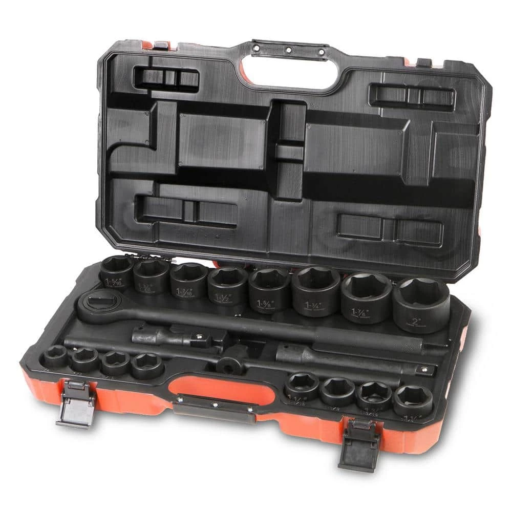 3/4 in. Black SAE Impact Ratchet Drive Socket Set Standard Size (21-Piece) by Stark 1 3/4 in. Black SAE Impact Ratchet Drive Socket Set Standard Size (21-Piece) by Stark