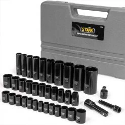 3/8 in. and 1/2 in. Drive Combination Shallow and Deep SAE and Metric Impact Socket Set with Carrying Case (38-Piece) by Stark