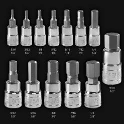 SAE Pro-Grade Hex Allen Bit Socket Set (13-Piece) by Stark 16 SAE Pro-Grade Hex Allen Bit Socket Set (13-Piece) by Stark -Camillus Sales Shop stark socket sets 33501 44 1000