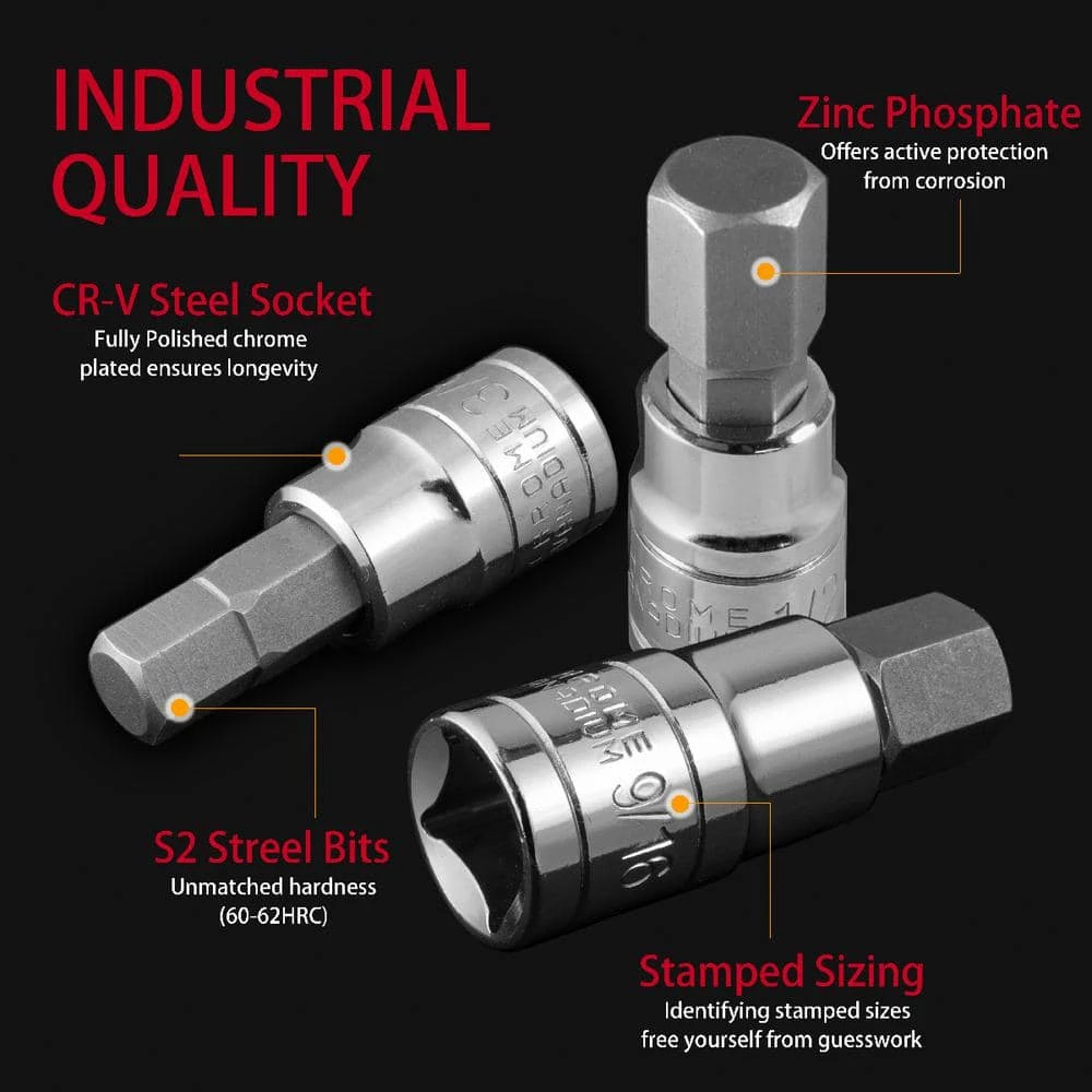 SAE Pro-Grade Hex Allen Bit Socket Set (13-Piece) by Stark 2 SAE Pro-Grade Hex Allen Bit Socket Set (13-Piece) by Stark - Image 2
