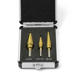 Total 28 Sizes Titanium Heavy-Impact HSS Step Drill Bit Set (3-Piece) by Stark -Camillus Sales Shop stark step drill bits 31009 h 44 1000